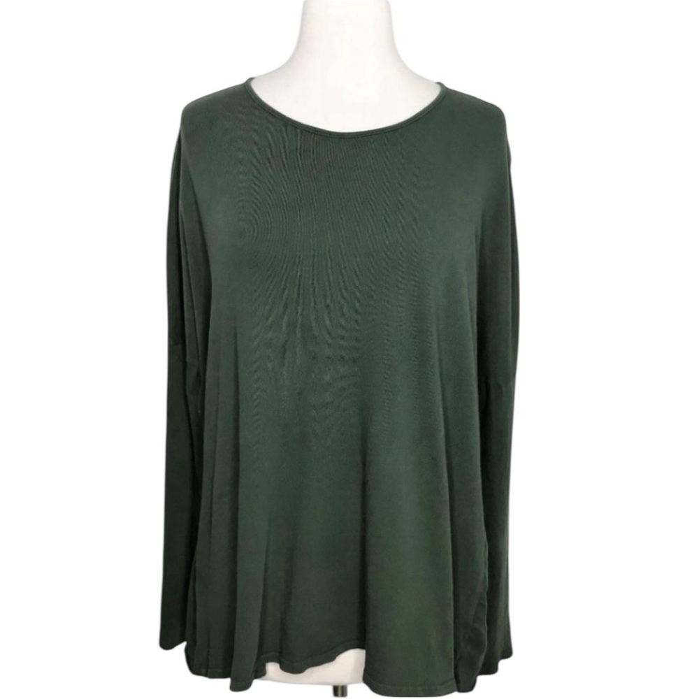 Knit Creations olive green long sleeve tee with open back
